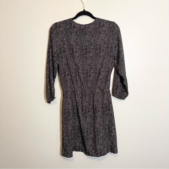 H&M Women's Black Polka Dots V-Neck Long Sleeve Cinched Baby Doll Dress Size 8 - Picture 2 of 16